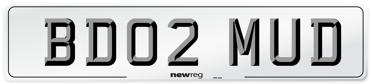 BD02 MUD Number Plate from New Reg